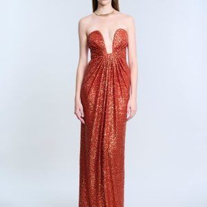 Plunging U Neckline Gown