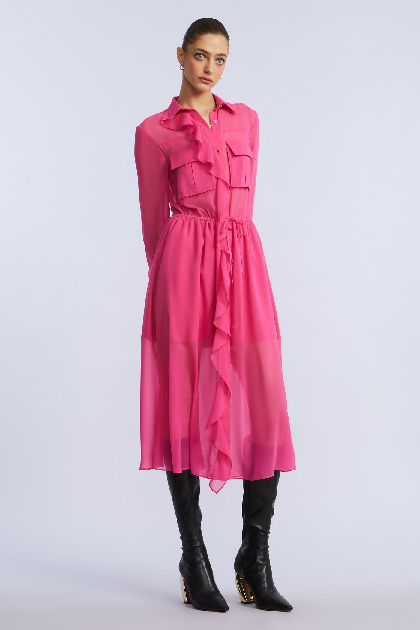 Solid Ruffle Dress - Image 3