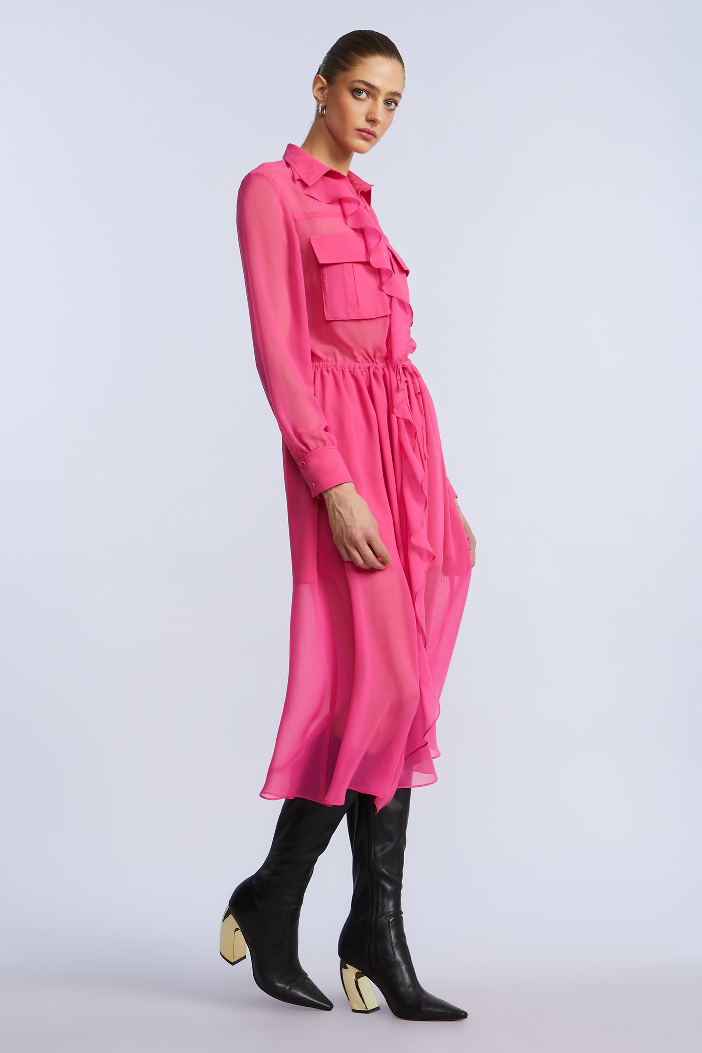 Solid Ruffle Dress - Image 5