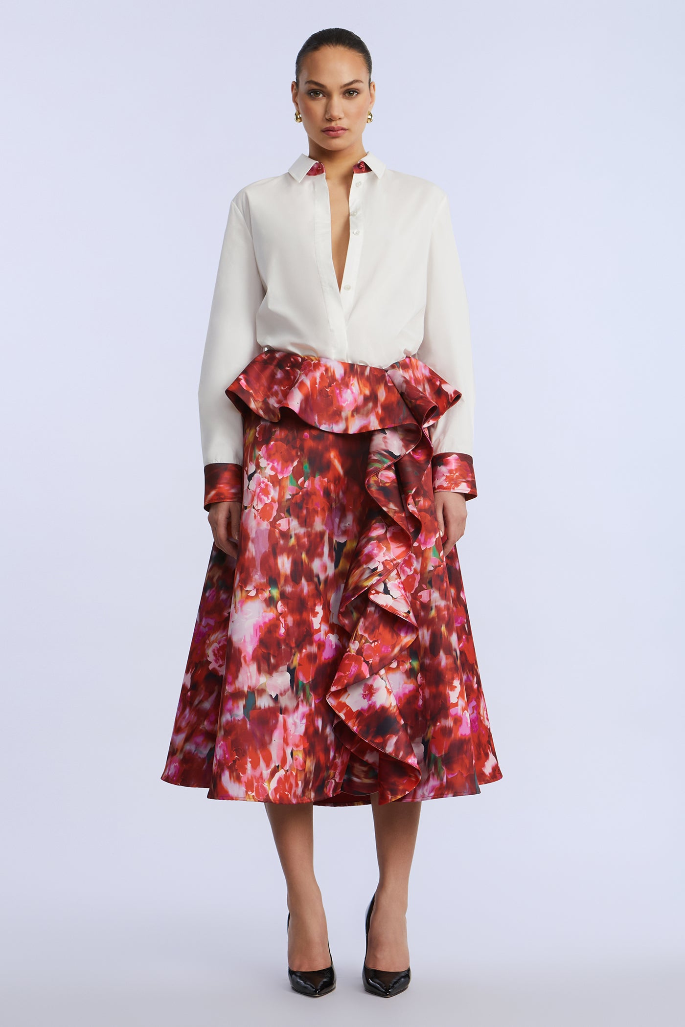 Printed Cascade Midi Skirt - Image 6