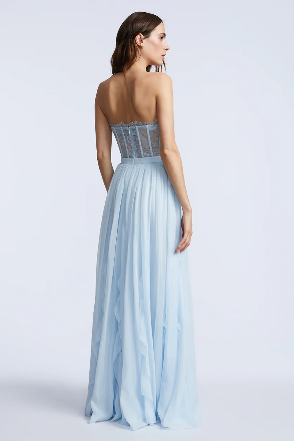 Lace Bodice Chiffon Ruffle Gown - Image 5